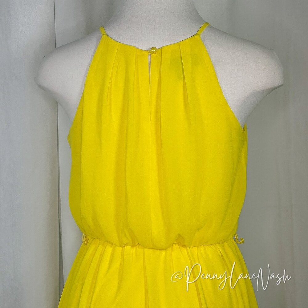 BCX Yellow Chiffon Halter Neck Mini Dress - Picture 9 of 11
